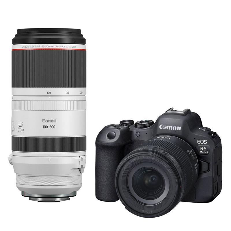 Canon EOS R6 Mark II + RF 24-105mm f/4-7.1 IS STM + RF 100-500mm f/4.5-7.1L IS USM