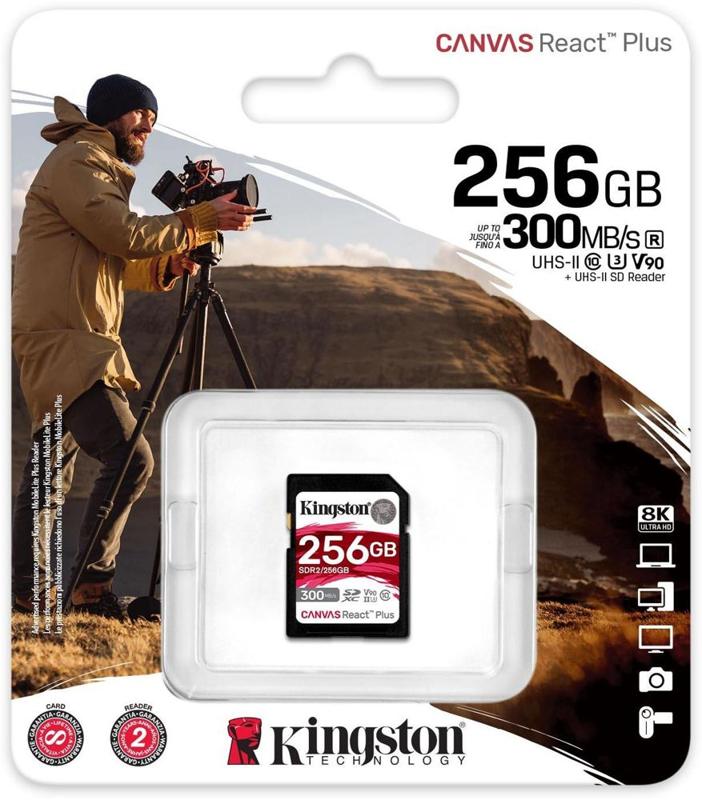 Foto 3 van Kingston SDXC Canvas React Plus 256GB 300MB/s V90 UHS II