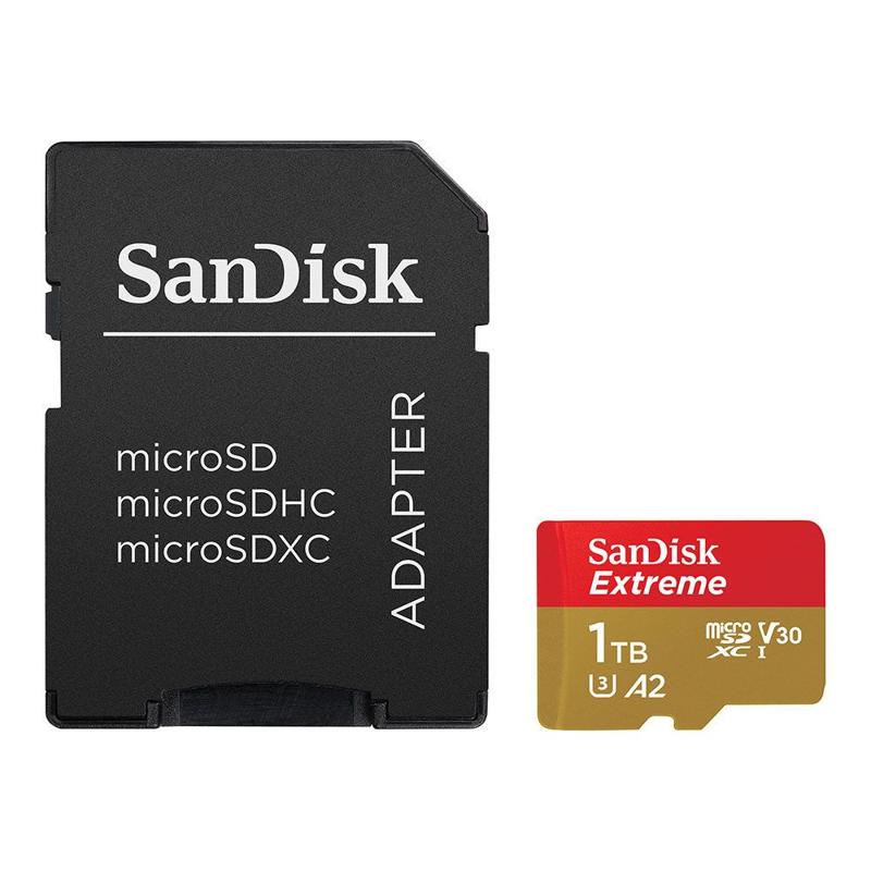 SanDisk 1TB Micro SD Extreme UHS-I U3 A2 V30 190MB/s geheugenkaart + adapter