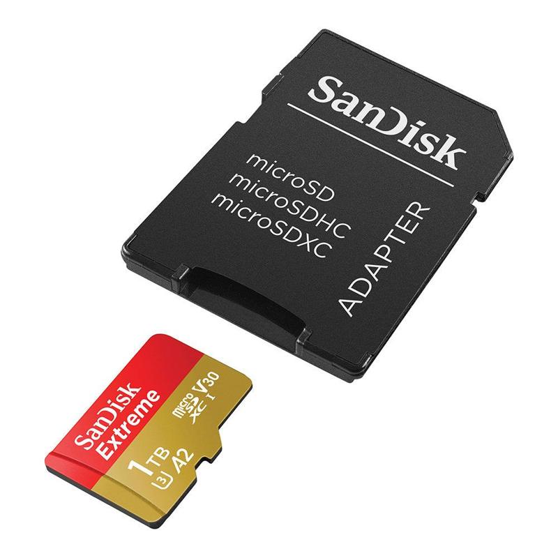 Foto 2 van SanDisk 1TB Micro SD Extreme UHS-I U3 A2 V30 190MB/s geheugenkaart + adapter